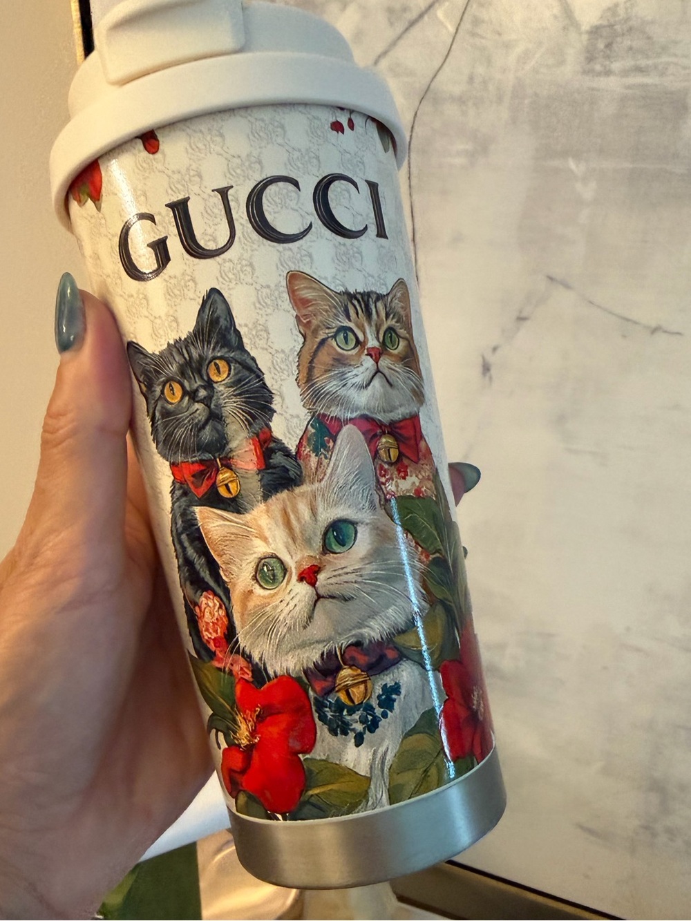 New Gucci GWP Cat 🐈⬛ themed design Travel Tumbler - Multicolor - Picture 2 of 14